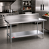 Thumbnail image #2 for Duke 72-Inch x 24-Inch 14-Gauge Stainless Steel Work Table with 10-Inch Riser and Galvanized Undershelf