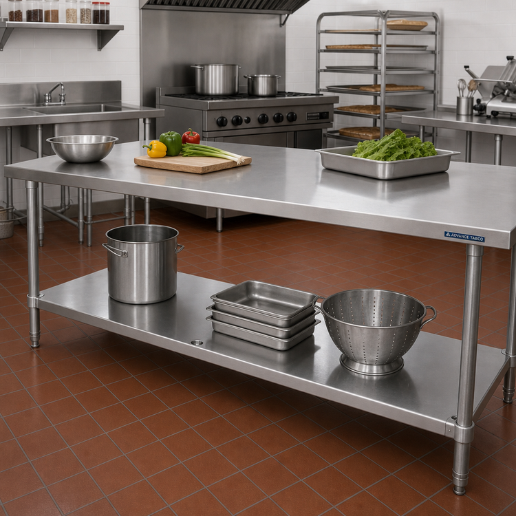 Product image #2 for Advance Tabco Stainless Steel Undershelf for 96 x 36 Inch Work Tables