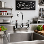 Thumbnail image #2 for Krowne Royal Series 14-801L Commercial Backsplash-Mount Faucet, 8-Inch Centers, 6-Inch Gooseneck Spout, Ceramic Valve, Low Lead Case of 6