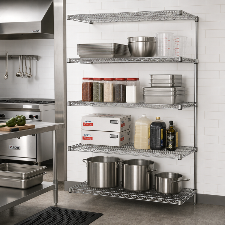 Product image #2 for Metro Super Erecta Chrome Plated 4-Shelf Add-On Wire Shelving Unit, 48"W x 24"D x 63"H
