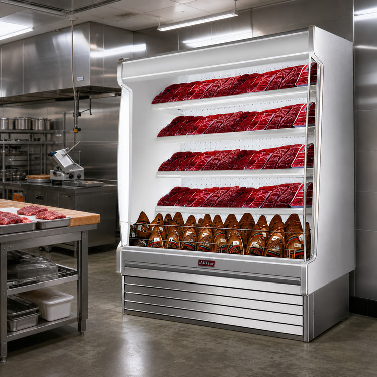 Product image #2 for Howard-McCray 35E Series 75-Inch Wide Packaged Meats Open Merchandiser with LED Shelves, Remote Refrigeration, Stainless Steel