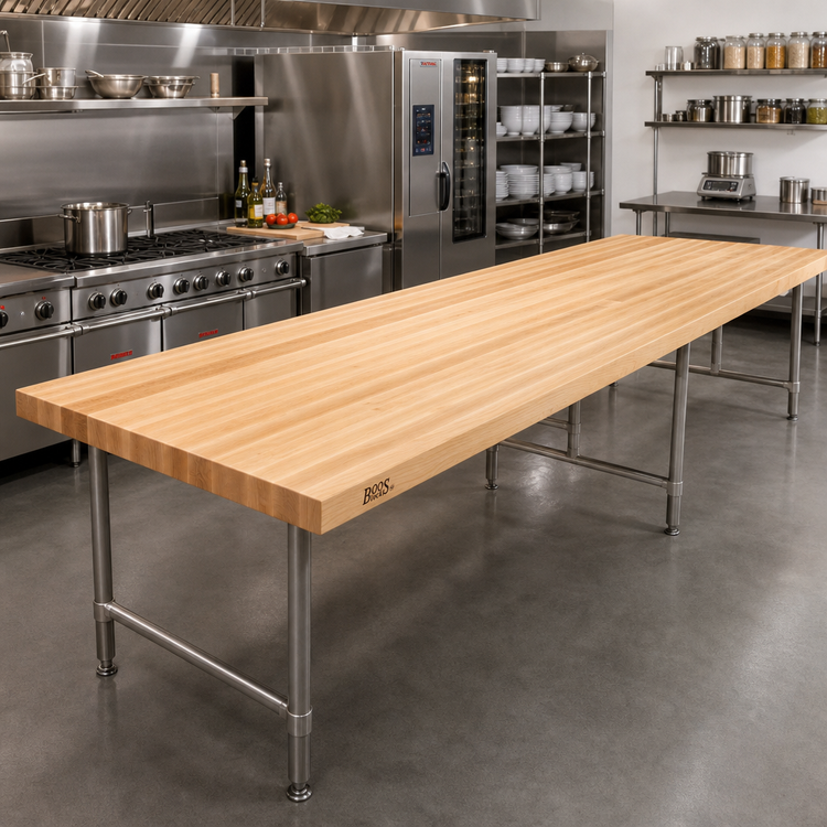 Product image #2 for John Boos Boos Block 132-Inch x 36-Inch Kitchen Countertop, 1-1/2-Inch Thick, Edge Grain Northern Hard Rock Maple, Penetrating Oil Finish