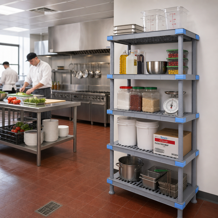Product image #2 for Quantum Millenia 30"W x 18"D x 86"H Polymer Stationary Starter Shelving Unit with 5 Shelves