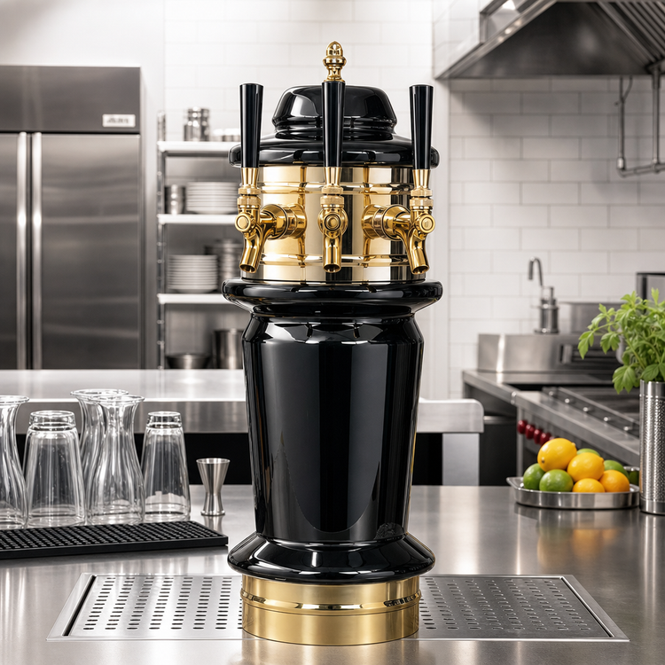 Product image #2 for Glastender Monaco 3-Faucet Glycol-Cooled Draft Dispensing Tower with Mirror Finish
