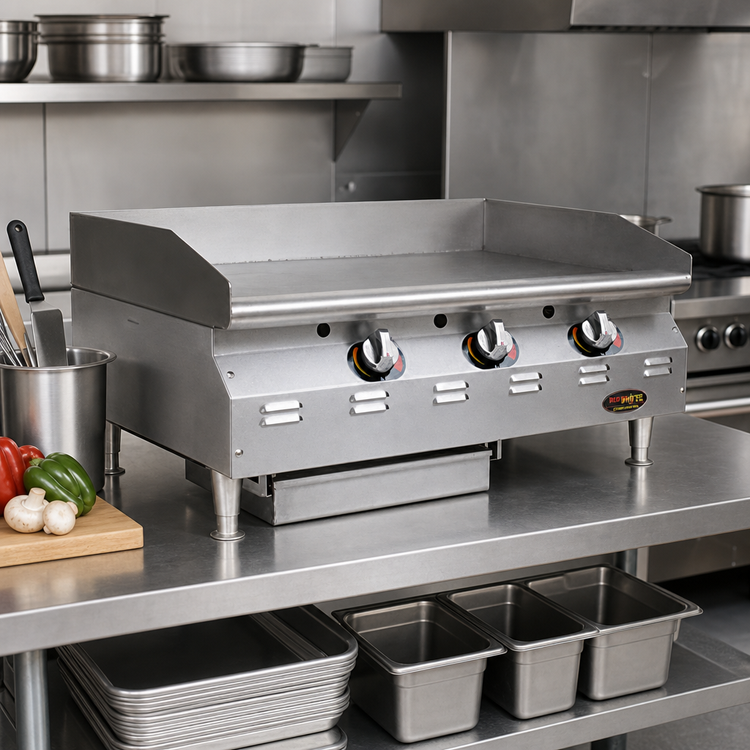 Product image #2 for RedHots Chef's Line Countertop Natural Gas Griddle with 3/4-Inch Smooth Steel Plate, 24 Inch, 62,500 BTU