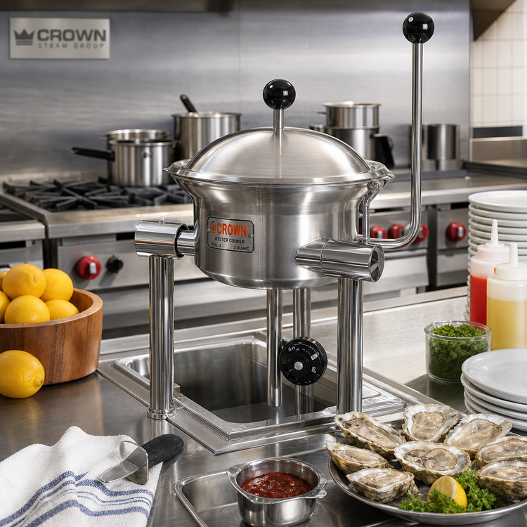 Product image #2 for Crown TOC-2 Direct Steam Table Mounted Jacketed 2-Quart Oyster Cooker