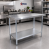 Thumbnail image #2 for Omcan 72-Inch x 18-Inch 18/430 Stainless Steel Flat Top Work Table with Galvanized Undershelf