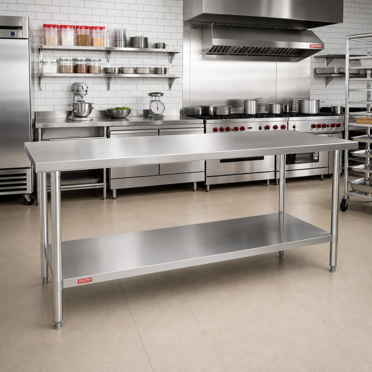 Product image #2 for Duke 144-Inch x 36-Inch Stainless Steel Work Table with Undershelf, Open Base
