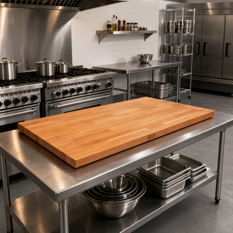 Product image #2 for Boos Block American Cherry Edge Grain Kitchen Countertop with Full-Length Rails, 60 x 25 x 1-1/2 Inch, Varnique Finish