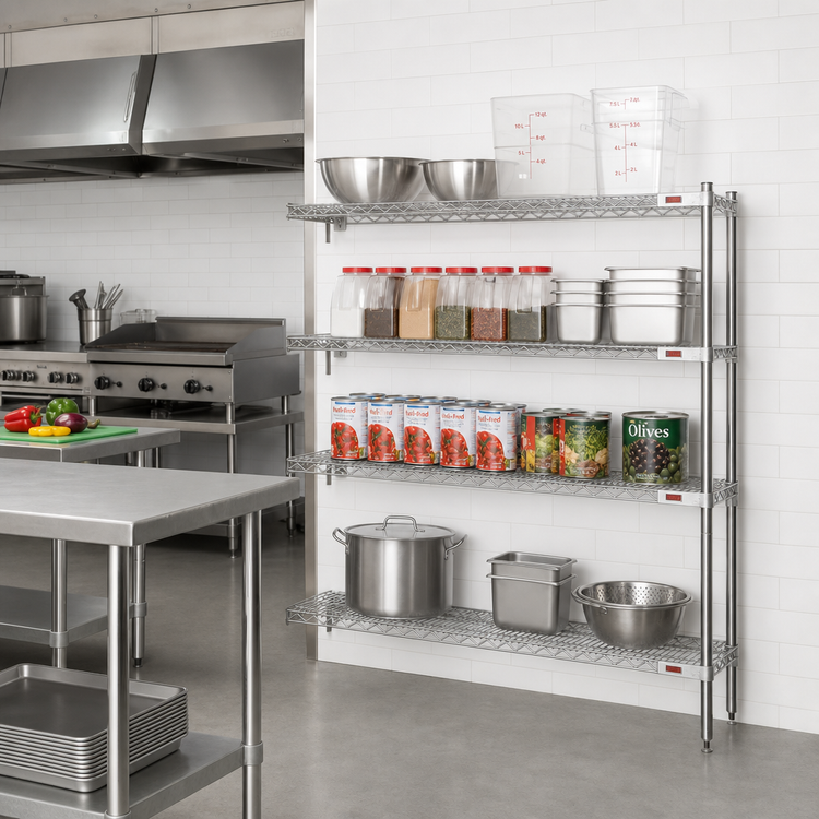 Product image #2 for Eagle Group 60-Inch Wide 4-Tier Add-On Wire Shelving Unit, 18-Inch Deep, 74-Inch High, Stainless Steel Finish