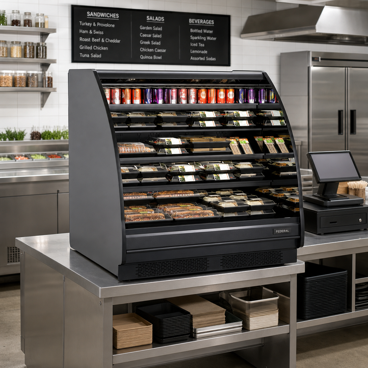 Product image #2 for Fusion® Curved Refrigerated Self-Service Countertop Display Case, 75-3/8" W x 43" D x 55-5/8" H