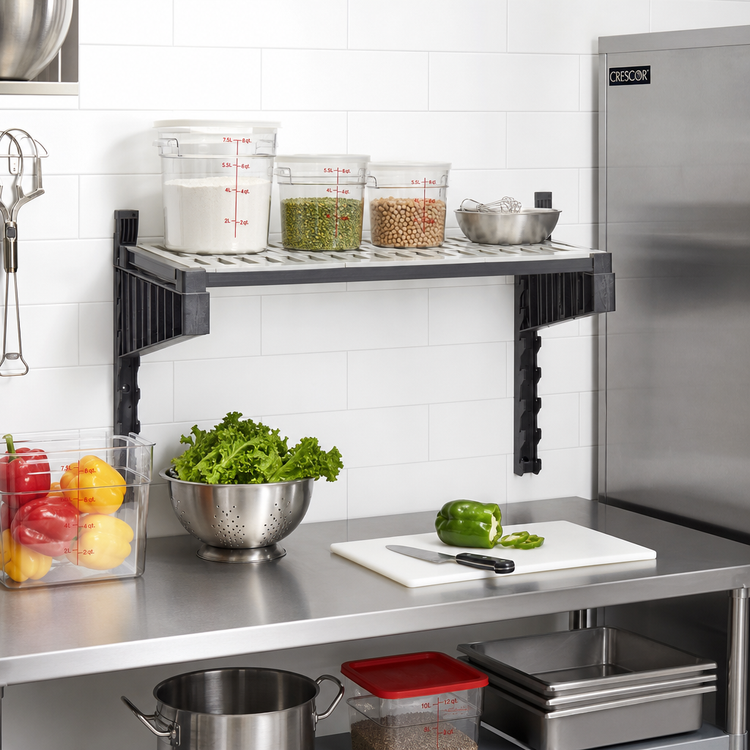Product image #2 for Cambro Camshelving Elevation Series Wall-Mounted Vented Shelf Kit, 24-Inch Wide x 14-Inch Deep, Brushed Graphite