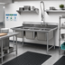 Thumbnail image #2 for Eagle Group 414 Series Coved Corner Floor Model Three-Compartment Sink with 16 x 20 x 13-1/2 Inch Bowls, 58-3/4 Inch Wide, 430 Stainless Steel Top