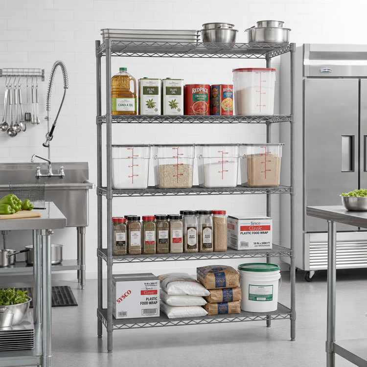 Product image #2 for Eagle Group Valu-Master 5-Tier Wire Starter Shelving Unit, 60"W x 18"D x 86"H, Pewter Gray Epoxy Finish