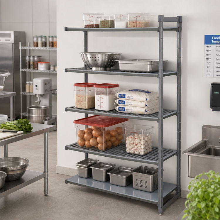 Product image #2 for Cambro Camshelving Basics Plus 5-Tier Add-On Polymer Shelving Unit, 36W x 24D x 84H, Brushed Graphite