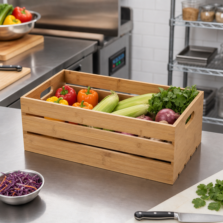 Product image #2 for American Metalcraft Full-Size Bamboo Rectangular Display Crate