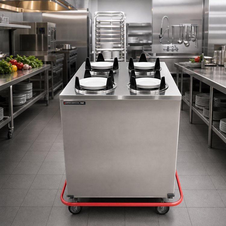 Product image #2 for Carter-Hoffmann Enclosed Heated Plate Dispenser Cart for 9-Inch Plates, 4-Silo