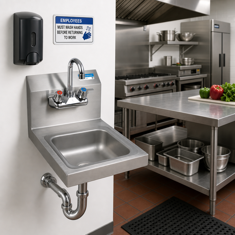Product image #2 for BK Resources Space Saver 9 x 9 Wall-Mount Hand Sink Package with Lead-Free Faucet