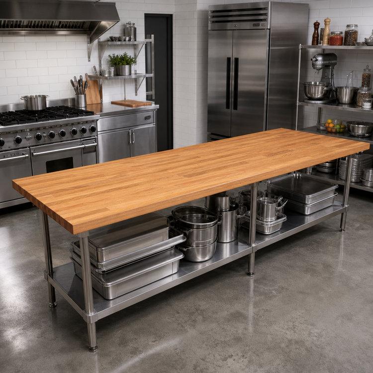 Product image #2 for Appalachian Red Oak Edge Grain Island Countertop, 132 x 30 x 1-1/2 Inch, Varnique Finish