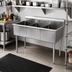 Thumbnail image #2 for Sapphire Manufacturing 3-Compartment Budget Sink with Legs, 75 x 24-1/2 Inch, 18-Gauge Stainless Steel