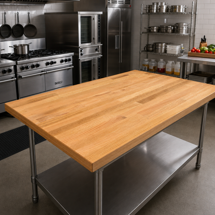 Product image #2 for John Boos Appalachian 60-Inch x 42-Inch Blended Edge Grain Oak Island Countertop with Penetrating Oil Finish