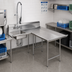 Thumbnail image #2 for Advance Tabco L-Shaped Right-Hand Dish Landing Soil Dishtable with Pre-Rinse Sink, 107 Inch Long, 14/304 Stainless Steel