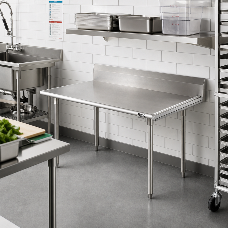 Product image #2 for John Boos E-Series Clean Straight Stainless Steel Dish Table, 36 x 30 Inches, 10-Inch Backsplash, Right-to-Left Operation