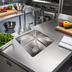 Thumbnail image #2 for John Boos 1-Compartment Weld-In/Undermount Sink, 14 x 16 x 14 Inches, 14 Gauge Type 300 Stainless Steel