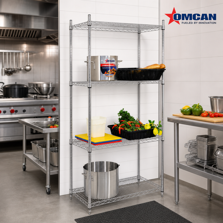 Product image #2 for Omcan 36 in. x 24 in. x 72 in. 4-Shelf Chrome Wire Shelving Unit