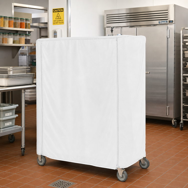 Product image #2 for Metro 48 x 24 x 54 Inch White Uncoated Knitted Polyester Queen Mary & Banquet Cart Cover