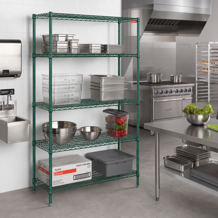 Product image #3 for Eagle Valu-Gard Green Epoxy Double-Mat Wire Shelving Starter Unit, 4-Tier, 60 x 18 x 74 Inches