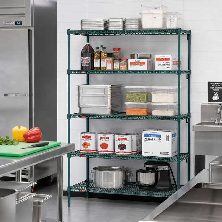 Product image #3 for Metro Super Erecta Super Adjustable 5-Shelf Add-On Wire Shelving Unit, 36W x 24D x 74H, Metroseal 3 Green