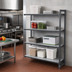 Thumbnail image #2 for Cambro Camshelving Basics Plus 4-Tier Solid Polymer Add-On Shelving Unit, 24 x 48 x 72 Inches, Brushed Graphite