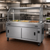Thumbnail image #2 for Vollrath 2-Series Affordable Portable 3-Well Hot Food Station with Buffet Breath Guard, Lights, and Sliding Door Storage, Brushed Aluminum