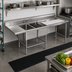 Thumbnail image #2 for Spec-Master FNP Series Two-Compartment Stainless Steel Prep Sink with Left Drainboard and 48-Inch Prep Area