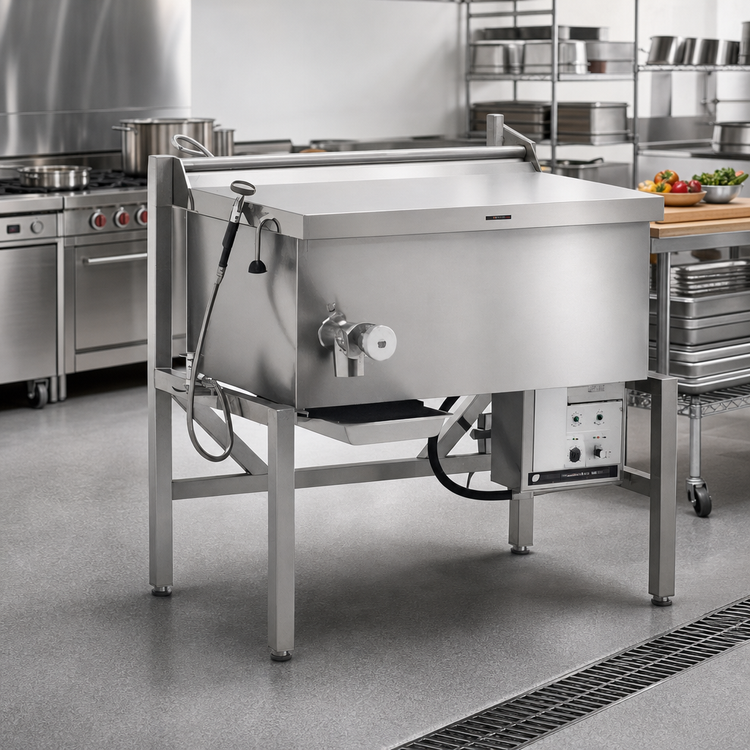 Product image #2 for Combi-Pan Stainless Steel Electric Tilting Skillet, 21.3-Gallon, Power Tilt, Open Frame Base