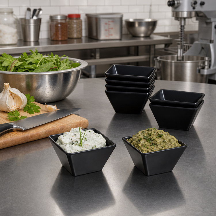Product image #2 for American Metalcraft 2 oz Square Black Melamine Sauce Cup