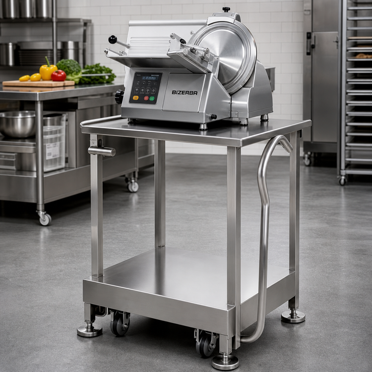 Product image #2 for Bizerba Stainless Steel Slicer Equipment Stand with Retractable Casters
