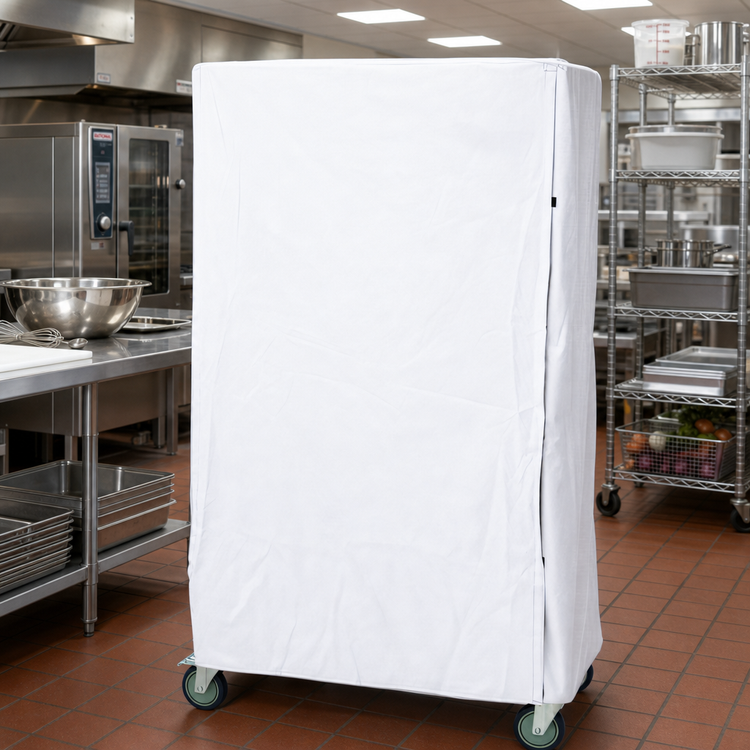 Product image #2 for Quantum Wire Cart Cover for 24 x 72 x 74 Inch Carts, White 400 Denier Nylon with Velcro Flap