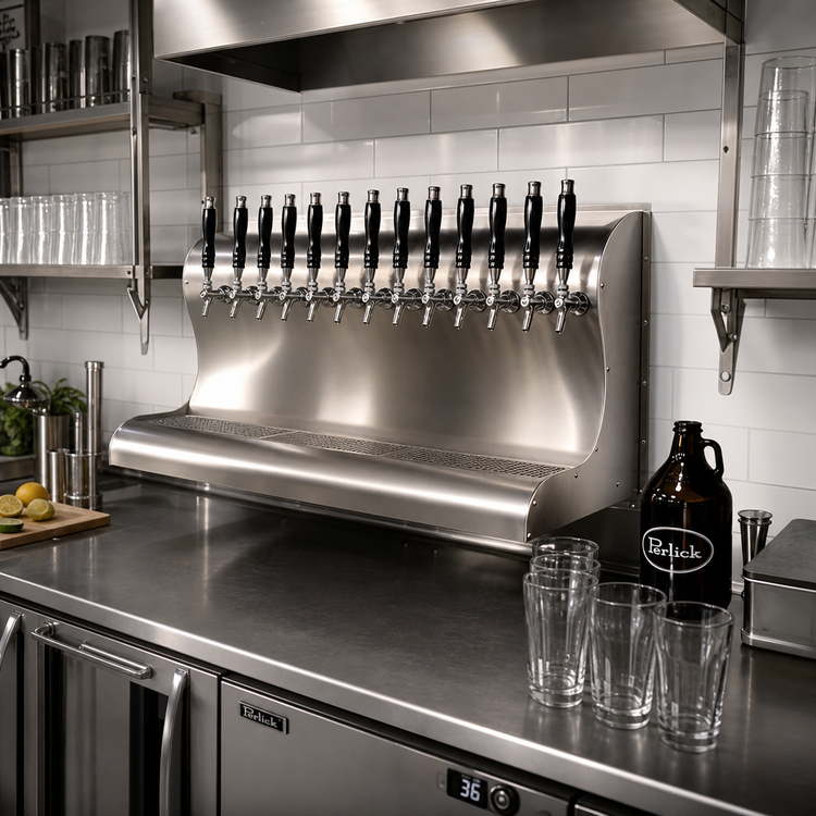Product image #2 for Perlick 13-Faucet Modular Wall-Mount Glycol-Cooled Draft Beer Dispensing Tower, 39-Inch, Bottom Exit