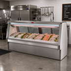 Thumbnail image #2 for Howard-McCray 34E Series R-CFS34E-10-S-LED Remote Refrigerated Fish and Poultry Service Case, Stainless Steel, Straight Glass, 124.5-Inch