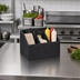Thumbnail image #2 for American Metalcraft Black Poplar Wood 4-Compartment Rectangular Condiment Caddy