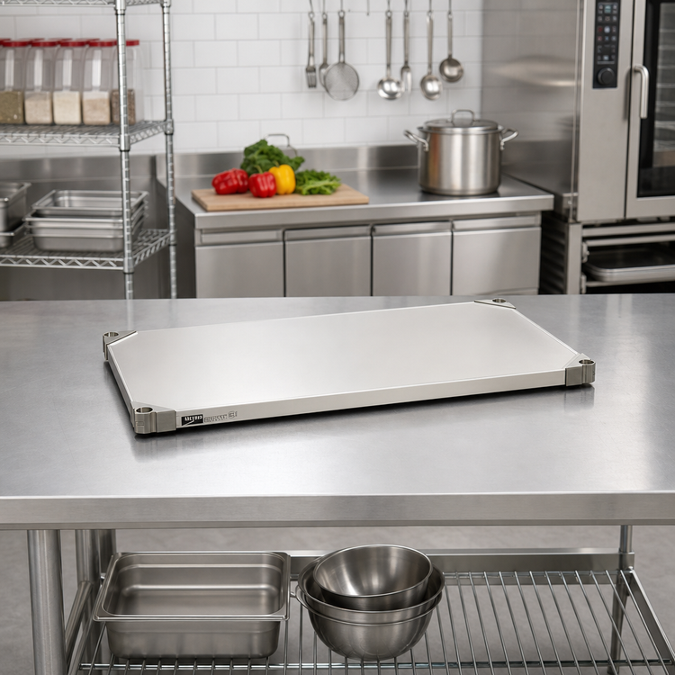 Product image #2 for Metro Super Erecta 30"W x 21"D Solid Shelf, Type 304 Stainless Steel, Autoclavable/Cart-Washable