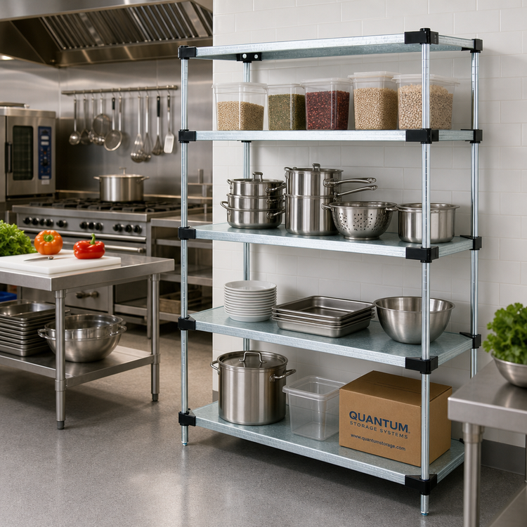 Product image #2 for Quantum 54"W x 21"D x 54"H Solid Shelving Starter Kit, 4-Shelf Stationary Unit