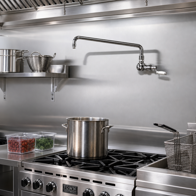 Product image #2 for Town Equipment 8-Inch Wall-Mount Manual Pot Filler Faucet with Wrist Handle