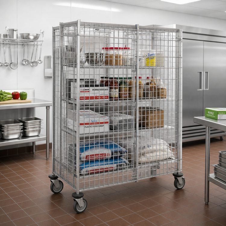 Product image #2 for Metro Super Erecta Mobile Security Cage, Stainless Steel Finish, Standard Duty, 65 x 27-1/4 x 62 Inches