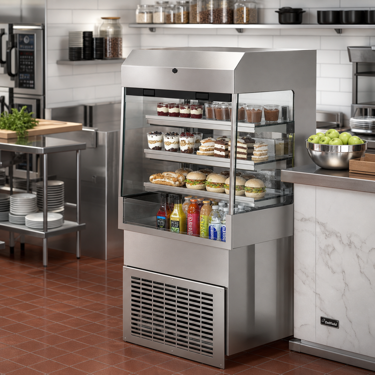 Product image #2 for Delfield ASM-48P Drop-In Air Screen Refrigerated Merchandiser with 3 Adjustable Glass Shelves