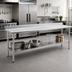 Thumbnail image #2 for Eagle Group Budget Series 144-Inch x 24-Inch 430 Stainless Steel Work Table with Backsplash and Undershelf