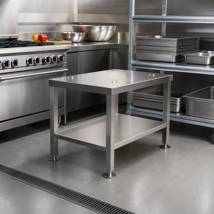 Product image #1 for Stainless Steel Equipment Stand with Seismic Feet and Lower Shelf, 24-3/4 Inches W x 34-3/4 Inches D x 23-1/4 Inches H