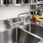 Thumbnail image #2 for Fisher 64770 Commercial Backsplash-Mount Faucet, 8-Inch Centers, 14-Inch Swing Spout, Lever Handles, Low-Lead Brass